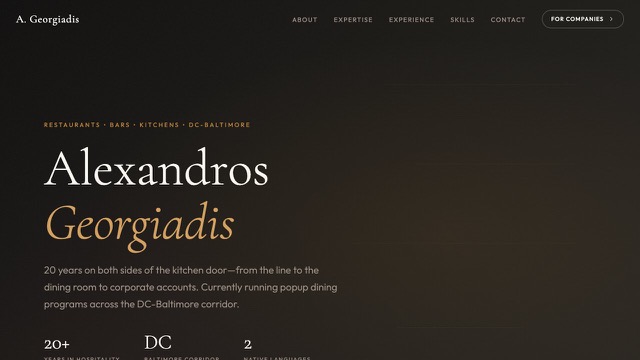 Screenshot of Personal Brand Site — Hospitality Professional