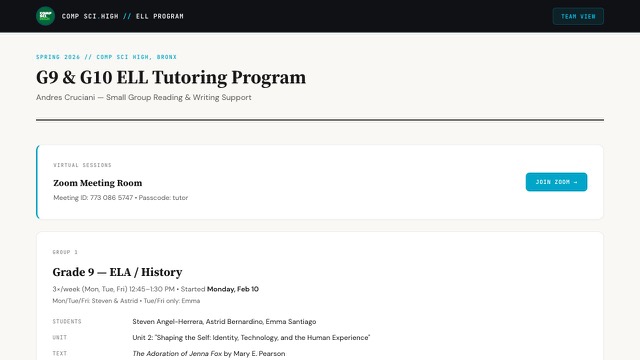 Screenshot of Student Booking & Resource Portal
